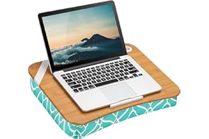 LAPGEAR XL Designer Lap Desk with Phone Holder and Device Ledge - Aqua Trellis - Fits up to 17.3 Inch Laptops - Style No. 45512