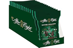 ‎AFTER EIGHT NESTLÉ AFTER EIGHT Winter Pralinés, Pralinen glutenfrei aus dunkler Schokolade, Schokoladenfiguren mit Minzfüllung, 15er Pack (15 x 65g)