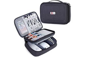 BUBM Travel Cable Bag, Ultra-compact Electronics Gadget Organiser Case (Single, Large, Black)