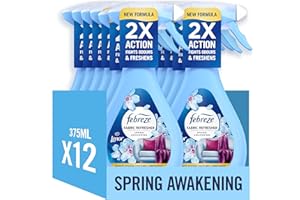 Febreze Fabric Freshener Spray Lenor Spring Awakening 12 x 385ML, Fights Tough Odours Trapped In Fabrics And Leaves A Fresh Scent