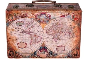 Birendy Skrzynia KD 1288, zestaw walizek, drewniana skrzynia pokryta szlachetną sztuczną skórą, rozmiar XL (36 cm szer. x 25 cm gł. x 12 cm wys.)