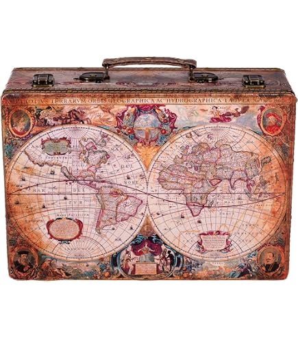 Valise En Bois Vintage Avec Revêtement Cuir - Style Colonial Pirate - 36x25x12cm - Déco Et Rangement