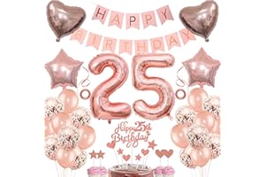 JRZYHI Deko 25. Geburtstag Frau Rosegold - Tortendeko, Geschenk, Ballon für 25 Jahre Frauen