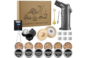 Jettory Set affumicatore per cocktail – Kit regalo con 6 chip di legno, 2 stampi per ghiaccio in silicone e 6 pietre da whisky – per uomini e amanti del whisky (senza butano)