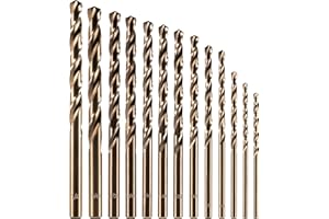 amoolo Cobalt Drill Bit Set (1.5-6.5mm,13Pcs), M35 HSS Metric Twist Drill Bit Set for Hard Metal, Stainless Steel, Cast Iron