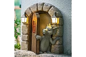 LSDZHK Courtyard Dragon Sculpture Wall Decoration, Weatherproof Resin Statue Miniatures, Lovely Resin Garden Dragon Statue Art Figurines Decor Ornaments for Patio Yard (Style B)