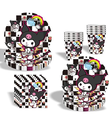 Kuromi Birthday Einladungskarten Set - 12 Stück Mit Umschlägen & Sticker | Anime Party Zubehör