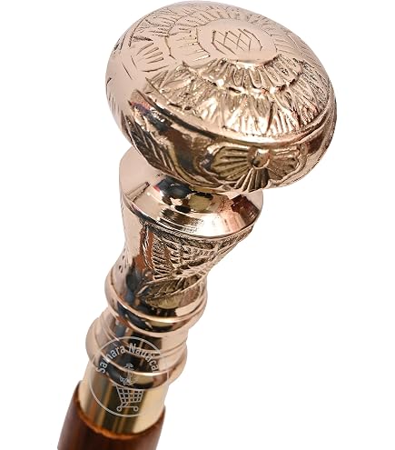 Gehstock Aus Edelholz Mit Messing-Knauf – 95 Cm, 500 G – Vintage-Spazierstock Für Wanderer & Style-Liebhaber