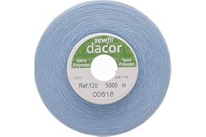 Sewfil dacor 120 - Cono de hilo de coser poliéster de 5.000 metros 0618 - Azul ceruleo claro