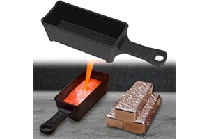 Nelyrho Kastenform aus Gusseisen, mit Griff, zum Schmelzen, Gießen, Verfeinern von Edelmetallen wie Gold, Silber, Kupfer, Aluminium, Messing usw., 2,8 l, Schwarz