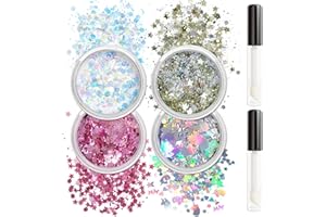 Allstarry holographique gros corps paillettes 4 couleurs licorne Rave accessoires avec colle corporelle pour les femmes maquillage ongles bricolage artisanat