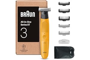 Braun Series XT3 XT3205, Afeitadora Eléctrica Todo En Uno, +7 Accesorios De Styling, Cortapelos Hombre Resistente Al Agua, Lámina Afilada Flex 4D, 45 Min De Autonomía, Recorta & Afeita, Amarillo