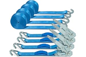 Easy4straps Ratchet Straps 4 Pack, 8mx50mm Tie Down Straps, 5000dan Ratchet Straps Heavy Duty For Roof Rack Straps,Surfboard Kayakvans,Motorcycle,Trailer,Van,Cargo Straps