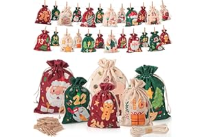 BGNXHYB Adventskalender zum Befüllen,24 Advents-kalender Stoffsäckchen zum Selberfüllen, 15 x 10 cm DIY Weihnachten Geschenksäckchen Stoffbeutel, Adventskalender 2025 Kinder, Wiederverwendbar Adventstüten (B)