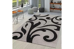 TT Home Tappeto Soggiorno Moderno Pelo Corto Effetto 3D Geometrico A Onde, Colore:Grigio, Dimensione:120x170 cm