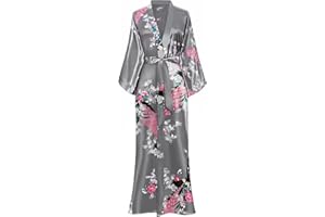 BABEYOND Kimono Robe de Nuit Femme Robe de Chambre Longue Robe de Nuit Peacock Kimono Long Chemise de Nuit Kimono 53"/135cm