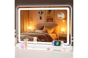 ‎HASIPU Hasipu Kosmetikspiegel mit Beleuchtung, 80 x 50cm LED Schminkspiegel, Beleuchteter Schminkspiegel mit dimmbaren 3 Modi, Touchscreen-Steuerung Kosmetikspiegel Rund Weiß