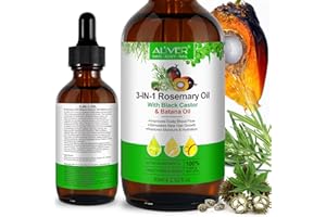 GENERISCH Batana, olejek eteryczny z rozmarynu i czarny olej rycynowy 3 w 1, do porostu włosów, stymuluje wzrost włosów, nawilża i nawilża je, zwiększa objętość i połysk, 60 ml