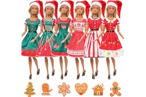 Miunana 14 Doll Christmas Clothes and Accessories 4 Christmas Dresses + 4 Christmas Hats + 3 Accessories For 11.5 Inch Girl Dolls Xmas Gift