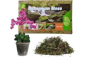 AZUSHWER Sphagnum Moss for Plants, Suitable for Various Plants, Sphagnum Potting Moss for Orchid Potting, Succulent Potting, Carnivorous Plants, Terrarium Soil and Reptile Habitats (150g)
