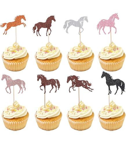 32 Stück Pferde Cupcake Toppers – Aus Papier, Für Pferderennen-Party, Geburtstag, Hochzeit & Babyparty