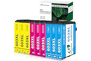 Greenjob 603XL Cartucho de Tinta Compatible con Epson 603XL 603 XL para XP-2100 XP-2105 XP-2150 XP-3100 XP-3150 XP-4100 WF-2810 WF-2820 WF-2830 WF-2835 WF-2850 (3 Amarillo, 3 Magenta, 3 Cian)