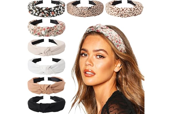 DRESHOW 8 Pièces Bandeau Cheveux pour Femme Boho Bandeaux Serre Tête Elastique Bandeaux avec Nœuds Cheveux Accessoires