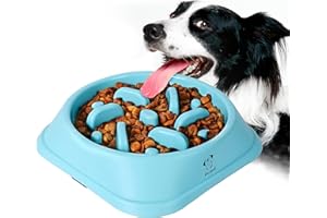 Decyam Pet Fun Feeder Dog Bowl Slow Feeder, Bloat Stop Dog Food Bowl Maze Interactive Puzzle Cat Bowl Non Skid (blue)…
