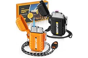 Lafagiet 2 sztuki zapalniczki elektrycznej + zapalniczki, ładowanie USB C i wkład butanowy, wodoodporne, wiatroszczelne zapalniczki wielopak na świece, kemping, przygodę na świeżym powietrzu (bez