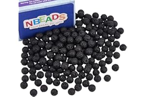 nbeads 1 Boîte Environ 180 Pcs 8 mm Noir Naturel Pierre Précieuse de Perles de Lave Perles Rondes Perles de Pierre Naturelles pour Fabrication de Bijoux Collier Bracelet Décorations
