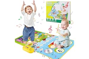 MQVXT Tappetino Musicale Bambini,3 in 1 Tappeto Pianoforte Giocattoli per Bambini,6 Strumenti Musical,Tappeto Musicale Tappetino per Pianoforte Animali Regali Educativi per Bambini di 1-4 Anni