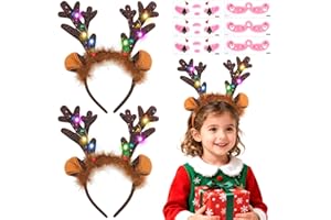 PlsMupn 2 Pièces Serre Tete Noel Lumineux, Accessoires Noel pour Enfants et Adultes, Accessoires de Photobooth pour Famille Photos et Fournitures Fête de Noël