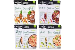‎LOTAO LOTAO Vegan Ready Meals Bowl Box: 8 Organic Dishes without Additives and Soy | Quick and Practical: Ready Food for Microwave and Pan | Vegan Food in Gift Box