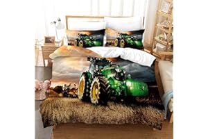 ‎PQCXXA PQCXXA Traktor kinderbettwäsche 140x200cm,3-teilig Grün Traktor Bettwäsche-Set mit Reißverschluss und 2 Kissenbezug 65x65cm, für Kinder Jugendliche Jungen