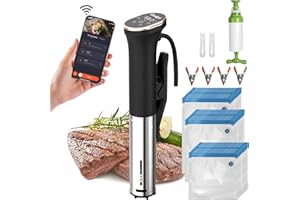 Cooksir Sous Vide Roner, WIFI Roner Cucina a Bassa Temperatura, 1400W, Sous Vide 35CM con alloggiamento in acciaio inox, Wi-Fi e controllo touch con LED, sacchetto per il vuoto con kit pompa