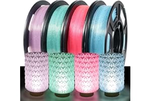 ‎IEMAI IEMAI PLA Filament 1.75mm, PLA Glitter Filament, 3D Drucker Filament Transparent PLA, 250gx4 Glitter PLA Filament 1.75mm, PLA Filament Kirschblütenrosa/Mintgrün/Hellrosa/Hellblau