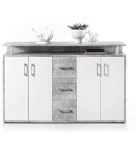 Cassettiera Vesanto con 4 Cassetti - Effetto Rovere / Nero [en.casa