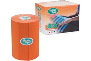 VETKIN VetkinTape® Kinesiologie Tape für Tiere - (10cm*5m) | 1 Rolle Kinesiotape für Pferde und Hunde | Latexfrei und TÜV-zertifiziertes Kinesiotapes | 25%+ stärkere Acryl-Klebeschicht (Orange)