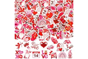 JULBEAR Valentines Day Foam Sticker, 300Pcs Valentine's Day Cartoon Styles Color Printing Heart Self Adhesive Foam Stickers for Kids Valentine's Day Party Favors DIY Crafts Decorations
