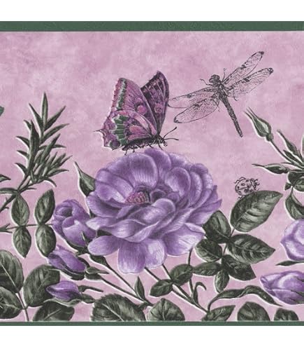 IVN Neon Butterfly Wallpaper Border – 4" X 196" Peel & Stick Self-Adhesive Trim, Vibrant Pink & Blue Butterfly Design For Walls, Mirrors & Accents