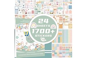LROCOTANC 24 Hojas 1700+ Pegatinas Bullet Journal - para Planner, Calendario, Diario, DIY Scrapbooking - Libro de Pegatinas Happy Planner, Accesorios de Organización