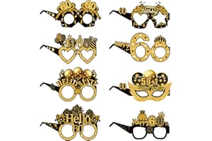 COLANANA Birthday Party Glasses Decoration,8 Pieces Birthday Party Decorations,Funny Paper Birthday Eyeglasses Deco,Birthday Photo Booth Props Supplies for Women Men