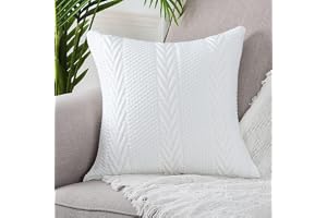Mandioo Bomull Stickad Dekorativ Fyrkantig Vit Kuddfodral 50 cm x 50 cm 20 x 20 tum Mjuk Mysig Utomhus Prydnadskudde Fodral L