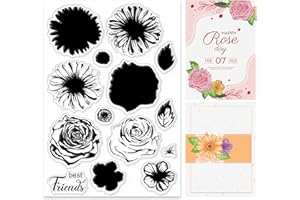 GLOBLELAND Superposition de Fleurs Tampon Transparent Silicone Timbre Joint Tampon Transparent pour DIY Scrapbooking Fabrication De Cartes Décoration D'album Photo