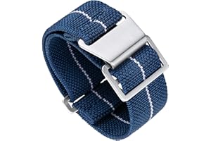 BINLUN Nylon Watch Strap Elastic Navy Diver Fabric Nylon Straps Fabric Military Replacement Strap Watch Hook Clasp with Black/Silver Women and Men 13 Colours 18/20/22 mm