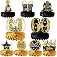 9 Pieces 60th Birthday Decoration, Honeycomb Centerpieces Cheers to 60 Years Honeycomb Table Topper for Men and Women Sixteen Years Birthday Party Decoration