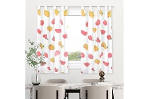 HOMEYA - Cortina Cocina Translúcida 100x140cm - Visillo Transparente Estampado para Ventana, Marco de puerta - 2 Unidades