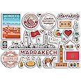 A5 Sticker Sheet Marrakech Landmarks Vinyl Stickers - Morocco Beach Airport Stamps Skyline Scrapbook Travel Holiday City Luggage #80773