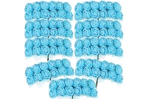 BETESSIN 144pz Rose Finte Azzurre (Dia. 25mm) Teste di Fiori Rose Finte Artificiali Teste di Rose Azzurre Finte in Schiuma per Decorazione Sposa Matrimonio Festa Nuziale Valentine’s Day Casa Fai da Te
