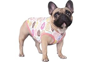 iChoue T-shirt pour chien mignon de taille moyenne pour fille - Débardeur pour bouledogue français, carlin, boston terrier, pitbull donuts - M